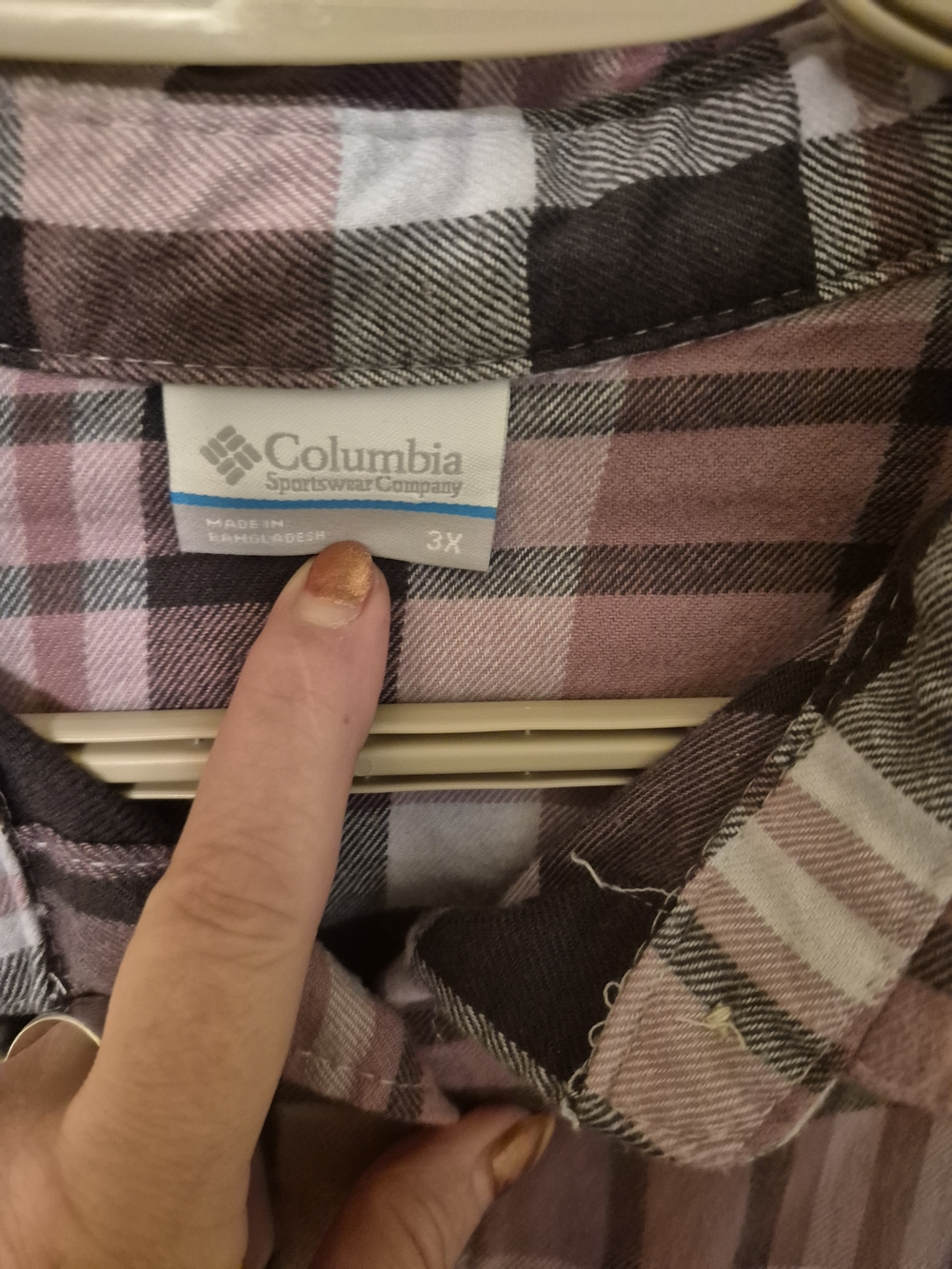 Columbia 3X Pink Plaid Cotton Flannel Shirt Plus Size 28” PTP - Picture 6 of 9
